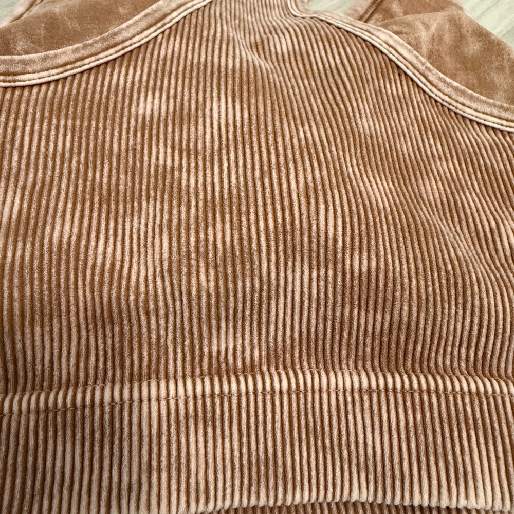 Zenana Tan Ribbed Tank Top - Picture 5 of 7